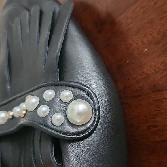 Karl Lagerfeld Pearl and Black Leather Loafers Size 9.5 - Picture 11 of 14